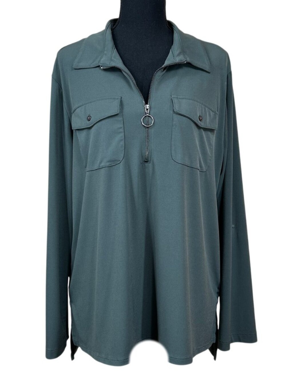 Kenneth Cole Dark Green 1/4 Zip Long Sleeve Top Size 2X